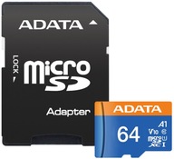 Micro pamäťová karta 64GB microSD A-Data micro FHD A1 V10 100MBps + SD adaptér