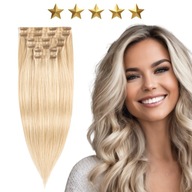 Prírodné bezšvové nástavce na sponky 50 cm 120g #18/22 blond s melírom