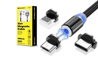 Magnetický 3v1 USB-C microUSB kábel pre iPhone LED