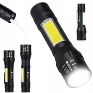 LED TAKTICKÁ BATERKA COB ZOOM XML T6 USB AKU USB