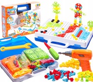 BLOKY PUZZZLE V KUFRE KREATÍVNY SET SKRUTKOVAČ