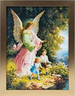 OBRAZ 45x35 ANJEL STRÁŽNY ZLATÝ RÁM