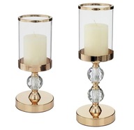 Svietnik Glamour Lantern Crystal Luxury Gold set 1-2