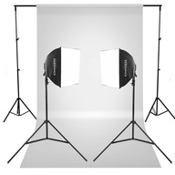 BIG SET 2x softbox 8x foto žiarovka na pozadí lúča