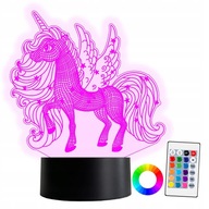 XL LED 3D lampa Horse Unicorn 16 farieb + diaľkové ovládanie