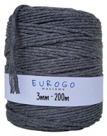 Točená bavlnená šnúra Macrame Ecological ECO Graphite 200m 3mm