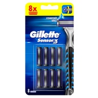 Gillette Sensor3 Náhradné čepele na holiace strojčeky, 8 ks