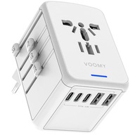 Cestovný adaptér VOOMY Y29 s viac ako 170 národmi – 2 USB A 3 Usbc biely