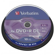 Verbatim DVD+R DL, Double Layer Matt Silver, 43666, 8,5 GB, 8x, vreteno, 10-