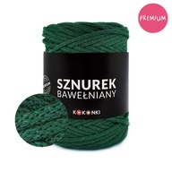 Bavlnená šnúrka PREMIUM značky KOKONKI 5mm / 100m rolka / fľaškovo zelená