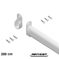 Biela oválna šatníková tyč 200 cm + 2 úchytky