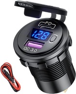 PD typ C auto USB zásuvka 45W a QC3.0 22.5