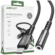 ACEFAST KÁBEL SILNÝ AUDIO KÁBEL USB C-3,5MM MINI JACK 18CM DAC AUX ČIERNA