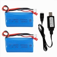 Lítium-iónová batéria USB nabíjanie pre RC CAR 1500 MAH 7,4 V 2 ks