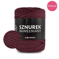 PREMIUM bavlnená šnúrka KOKONKI 5mm / rolka 100m / bordová