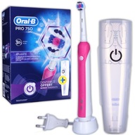 Oral-B Pro 750 3D biela elektrická zubná kefka ružová + puzdro