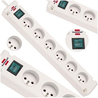 Predlžovací kábel Power Strip Biely 6 zásuviek Kábel 3m Spínač BRENNENSTUHL