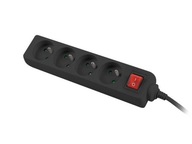 Lanberg Power strip 1,5 m, čierny, 4 zásuvky, s vypínačom, výstupný kábel