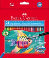 24-farebné akvarelové ceruzky Faber-Castell akvarel so štetcom