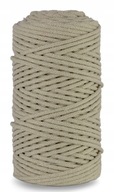 Bavlnená šnúrka Macrame 3 mm 100 m, PLÁNOVANÁ S JADROM, svetlo béžová