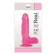 REALISTICKÉ GÉLOVÉ DILDO S PRÍSAVOU, RUŽOVÉ, 19CM