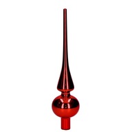 Lesklý červený sklenený hrot na vianočný stromček, 26 cm