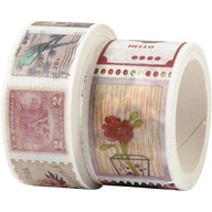 Washi Tapes Poštové známky a kvety,