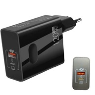 Rýchla 120w GAN 2x USB nástenná nabíjačka USB C PD QC pre tabletový telefón