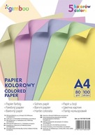 DEKORATÍVNY PAPIER Dekoračný PAPIER Farebný papier A4 5 farieb 100 ks MEGA