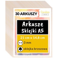 Preglejková doska na laserové rezanie, gravírovanie dekorácie 3mm A5 x 30 kusov