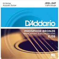 D'Addario EJ38 Phosphor Bronze 12-strunové struny pre akustickú gitaru 10-47