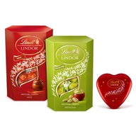 Sada praliniek LINDOR 2x200g mlieko a pistácie + pralinky srdce 50g