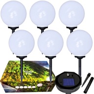 6x Záhradná lampa LED SOLAR guľa biela 10 CM