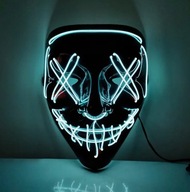 Halloweenska LED maska ​​biela farba - darček