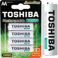 Nabíjacie batérie AA R6 4 ks. TOSHIBA 1000mAh Ni-MH 1,2V LSD