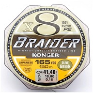 KONGER X8 BRAIDER BRIDGE 0,16MM 150M OLIVOVÁ ZELENÁ