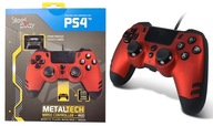 PAD PS4 PS3 PC GAMEPAD OVLÁDAČ S STEELPLAY METAL TECH ČEPEĽMI ČERVENÝ