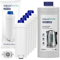 AquaFloow: Odstraňovač vodného kameňa pre 1l kávovar + 5x vodný filter pre kávovar Delonghi