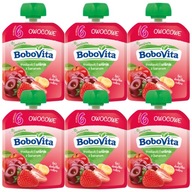 BOBOVITA Jahody a čerešne s banánom, 6X80g