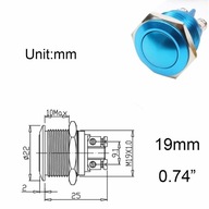 Modré tlačidlo 19 mm (0,74 palca) mm Kovové