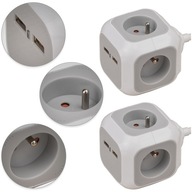 Power Strip Predlžovacia kocka CUBE 4Gn kábel 1,4m 2xUSB Sada 2ks