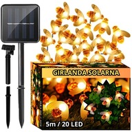 SOLAR GARDEN GARLAND A SOLÁRNE LAMPY VČELY TEPLEJ BIELY 5M SET