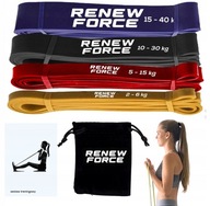 Set XL 4 cvičebné pásy POWER BAND silný odporový pás RENEW FORCE + puzdro