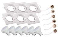 SET 6x LED GU10 8W halogénové svietidlo, BIELY Štvorcový