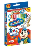 Hrubé okrúhle pastelky, 12 farieb, strúhadlo Bambino