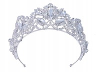 Crown Tiara Diadem SILVER Svadobné 18-dielne kubické zirkóny