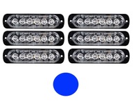 6x STROBO SVETLO 6 LED 12V-24V MODRÁ