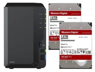 Synology DS223 2GB + 2x 12TB WD Red NAS server