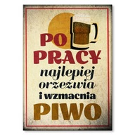 Plechová dekorácia, vintage plagát do krčmy, baru, krčmy, nápis Beer PRL