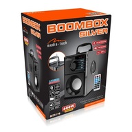 BOOMBOX SILVER - Kompaktný stereo Bluetooth reproduktor so vstavaným basovým reproduktorom,